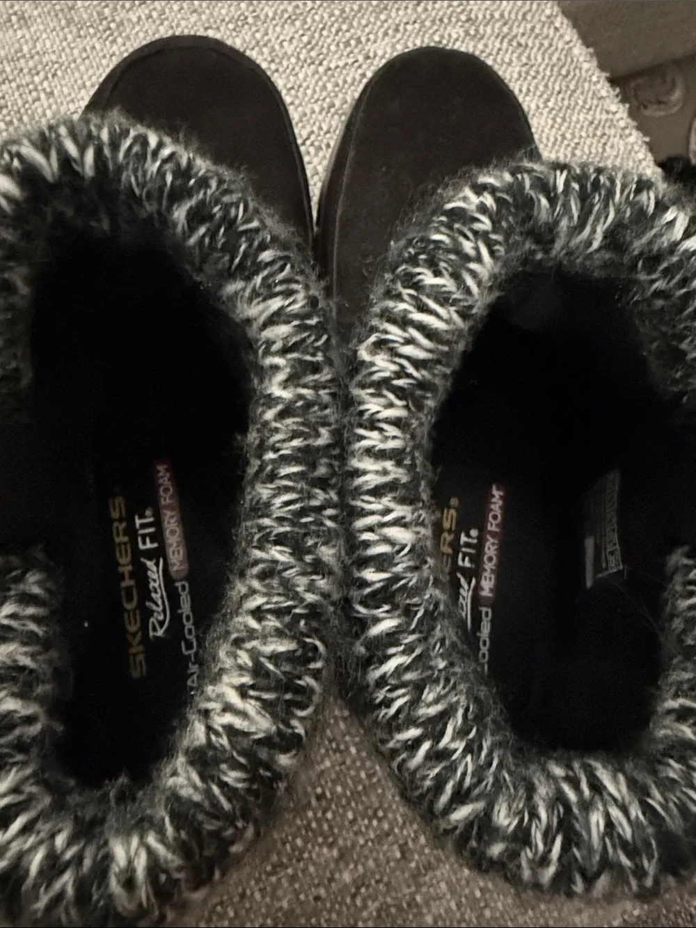 Skechers Easy Going Cozy Weather Black Ankle Boots Knit Cuff  Size 6.5